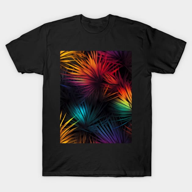 Rainbow Palm Leaves T-Shirt by Manafold